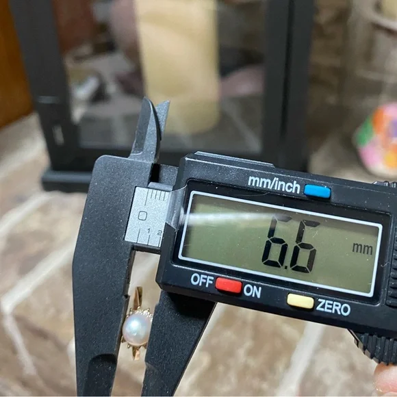 SOLID 14KT GOLD Ring Genuine Pearl with Natural Diamond Halo - Picture 9 of 11